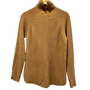 Theory Cashmere Moving Rib Turtleneck Sweater, Tan S